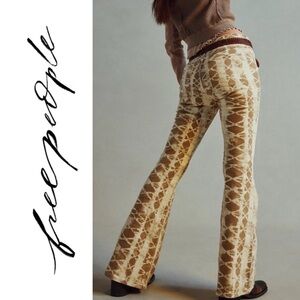 Free People Brown and Cream Flare Pants